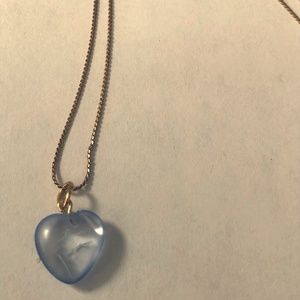 Vintage blueheart necklace, gold tone